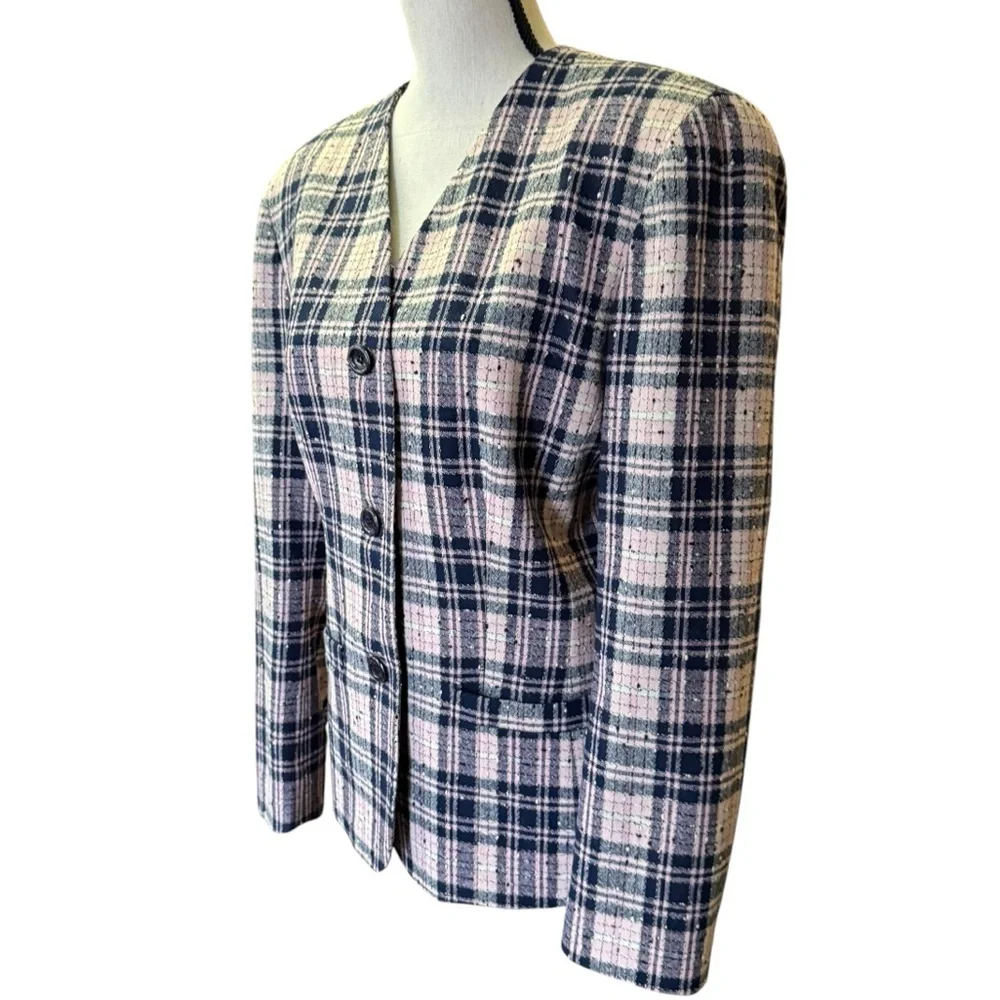 Pendleton classics wool blend tweed button up suit jacket blazer SZ 12 coquette